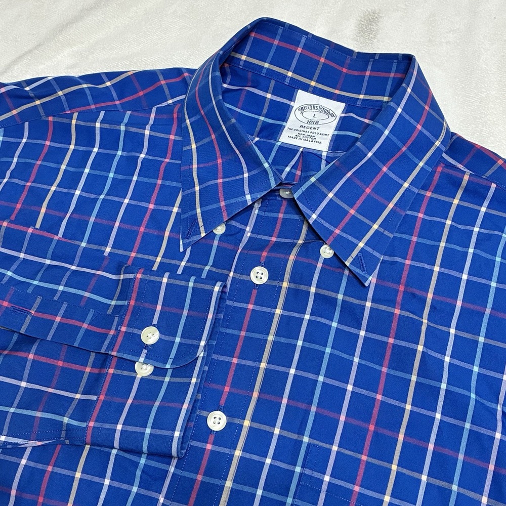 Brooks Brothers Regent Fit Plaid Button Down Long Sleeve Flannel Shirt Men's L